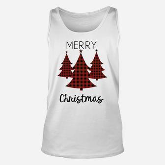 Buffalo Plaid Merry Christmas Tree Matching Family Xmas Tee Unisex Tank Top | Crazezy AU