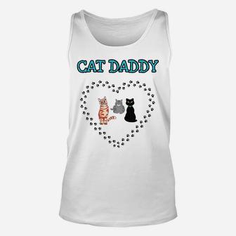 Cat Daddy Heart Three Cats Lovers Guys Men Novelty Gift Unisex Tank Top | Crazezy UK