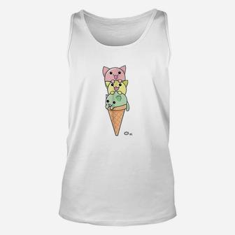 Cat Ice Cream Cone Funny Kawaii Kitten Unisex Tank Top | Crazezy CA