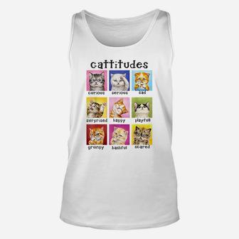 Cat Lovers Cattitudes Cat Emotion Gift For Kitten Fan Cute Unisex Tank Top | Crazezy