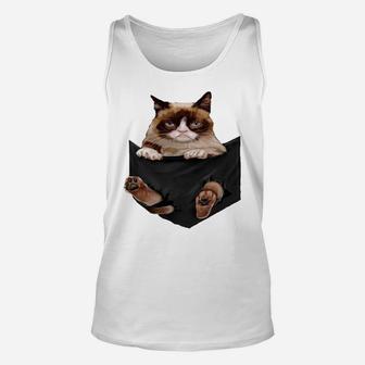 Cat Lovers Gifts Grumpy In Pocket Funny Kitten Face Sweatshirt Unisex Tank Top | Crazezy CA