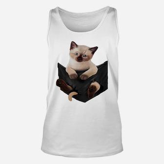 Cat Lovers Gifts Siamese In Pocket Funny Kitten Face Unisex Tank Top | Crazezy