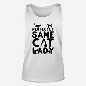 Cat Lovers Perfectly Sane Cat Lady Funny Feline Raglan Baseball Tee Unisex Tank Top | Crazezy UK