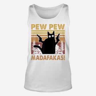 Cat Pew Pew Madafakas Vintage Crazy Cat Lovers Funny Tee Unisex Tank Top | Crazezy DE