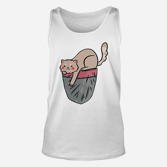 Cat Pocket Kitty Face Themed Gifts Pet Kitten Animal Lover Unisex Tank Top | Crazezy CA