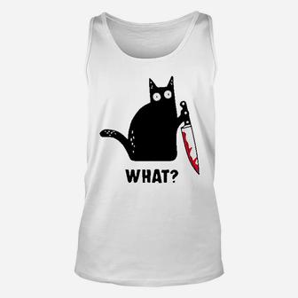 Cat What Funny Black Cat Unisex Tank Top | Crazezy CA