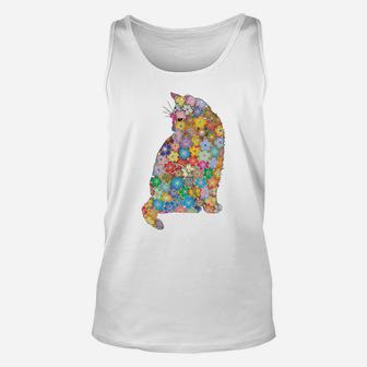 Cat With Flowers Gift For Cat Lovers Sweatshirt Unisex Tank Top | Crazezy DE