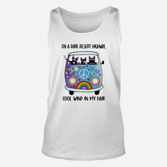 Cats And Hippie Bus On A Dark Desert Highway Cool Wind In My Hair Shirt Unisex Tank Top - Thegiftio UK