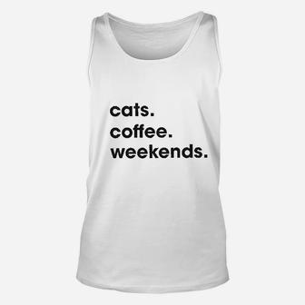 Cats Coffee Weekend Unisex Tank Top | Crazezy