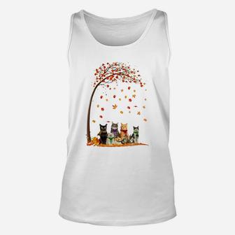 Cats Fall Autumn Leaf Tree Funny Cat Lovers Gifts Unisex Tank Top | Crazezy UK