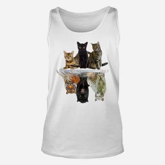 Cats Reflection Gift Friend Cat Lovers Cut Tiger Unisex Tank Top | Crazezy