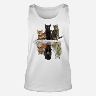 Cats Reflection Gift Friend Cat Lovers Cute Tiger Unisex Tank Top | Crazezy