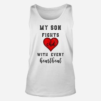 Chd Awareness My Son Fights Chd Heart Warrior Shirt Unisex Tank Top | Crazezy DE