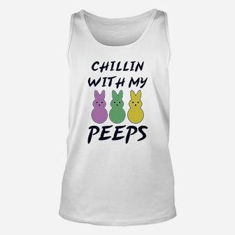 Chillin With My Peps Bunny Funny Easter Unisex Tank Top | Crazezy UK