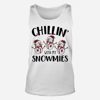 Chillin' With My Snowmies Xmas Snowman Gift Unisex Tank Top | Crazezy