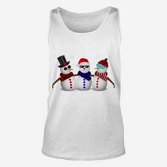 Chilling With My Snowmies Funny Christmas Snowmen Unisex Tank Top | Crazezy