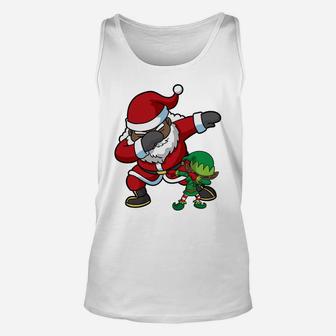 Christmas African American Dabbing Santa Claus Elf Dab Gift Unisex Tank Top | Crazezy