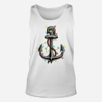 Christmas Lights Anchor Boating Sailing Funny Boat Xmas Gift Unisex Tank Top | Crazezy