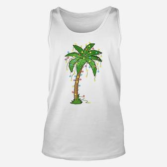 Christmas Lights Palm Tree Beach Funny Tropical Xmas Gift Unisex Tank Top | Crazezy DE