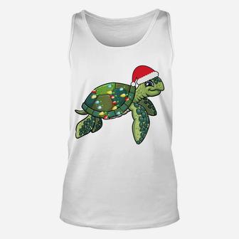 Christmas Sea Turtle With Santa Hat Holiday Cute Gift Pajama Unisex Tank Top | Crazezy