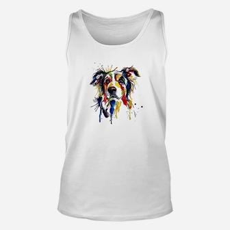 Colorful Border Collie Dog Lover Dad Mom Unisex Tank Top | Crazezy CA