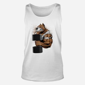 Cool Pitbull Weightlifting Funny Deadlift Men Fitness Gym Unisex Tank Top | Crazezy CA