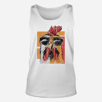 Cool Rooster Wearing Sunglasses Retro Vintage Chicken Tee Unisex Tank Top | Crazezy AU