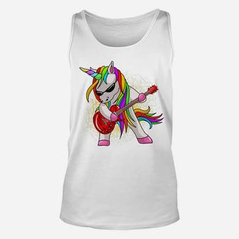 Cool Unicorn Playing Guitar | Funny Animal Guitarist Gift Unisex Tank Top | Crazezy CA