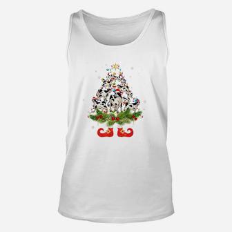 Cow Christmas Tree Lights Funny Santa Hat Lover Unisex Tank Top | Crazezy