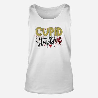 Cupid Is Stupid Valentine Red Plaid Present Unisex Tank Top - Seseable