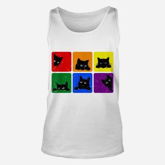 Cute Black Cat Lgbt Rainbow Gay Pride Cat Lovers Unisex Tank Top | Crazezy UK