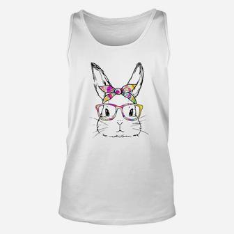 Cute Bunny Face Tie Dye Glasses Easter Day Unisex Tank Top | Crazezy AU