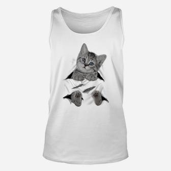 Cute Cat Peeking Out Hanging Funny Gift For Kitty Lovers Unisex Tank Top | Crazezy DE