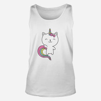 Cute Cat Unicorn Horn Rainbow Pastel Colors Unisex Tank Top | Crazezy UK