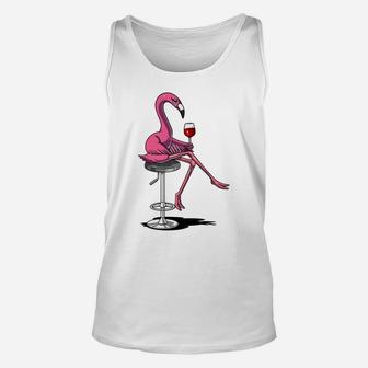 Cute Flamingo Bird Wine Drinking Party Funny Women Unisex Tank Top - Thegiftio UK