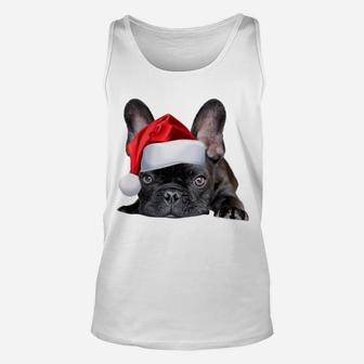 Cute French Bulldog Santa Hat Frenchie Image Christmas Gift Sweatshirt Unisex Tank Top | Crazezy UK