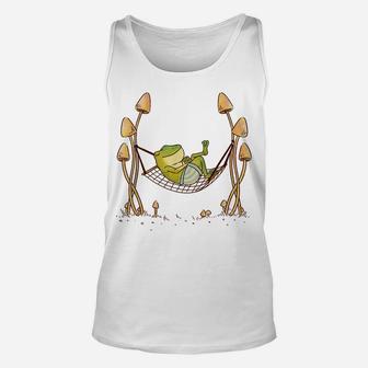 Cute Frog Chilling In Hammock Chill Cottagecore Aesthetic Unisex Tank Top | Crazezy
