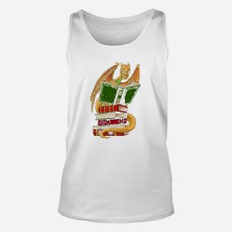 Cute Gold Dragon Reading Books Youth Unisex Tank Top | Crazezy