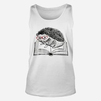 Cute Hedgehog Book Nerd Unisex Tank Top | Crazezy CA