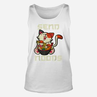 Cute Kawaii Anime Cat Shirt Ramen Noodles Japanese Gift Unisex Tank Top | Crazezy