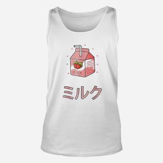 Cute Retro 90S Japanese Kawaii Strawberry Milk Shake Carton Unisex Tank Top | Crazezy UK