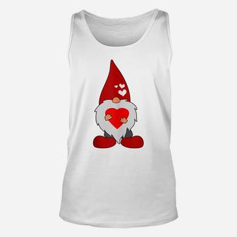 Cute Valentines Day Holiday Gnome With Love Heart Gift Unisex Tank Top | Crazezy