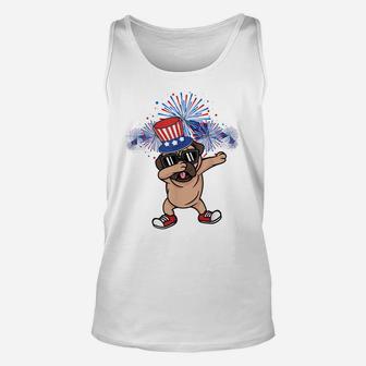 Dabbing Pug American Flag 4Th Of July Dog Lover Dab Dance Unisex Tank Top | Crazezy