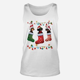 Dachshund Christmas Socks Funny Xmas Pajama Dog Lover Gift Sweatshirt Unisex Tank Top | Crazezy
