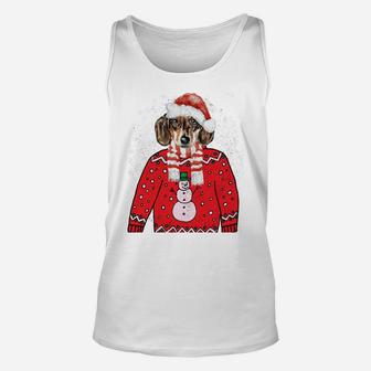 Dachshund Weiner Dog Doxie Ugly Xmas Santa Puppy Gift Outfit Sweatshirt Unisex Tank Top | Crazezy