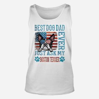 Dad Boston Terrier Best Dog Dad Ever Usa Flag Unisex Tank Top | Crazezy CA