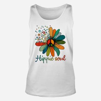 Daisy Peace Sign Hippie Soul Tshirt Flower Lovers Gifts Unisex Tank Top | Crazezy