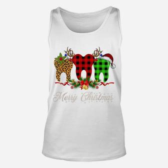 Dentist Christmas Funny Leopard Plaid Tooths Dental Costume Unisex Tank Top | Crazezy