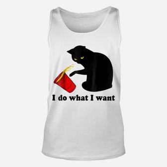 Do What I Want Black Cat Red Cup Funny Graphic Unisex Tank Top | Crazezy UK