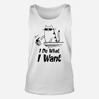 Do What I Want Black Cat Red Cup Funny Graphic Unisex Tank Top | Crazezy UK